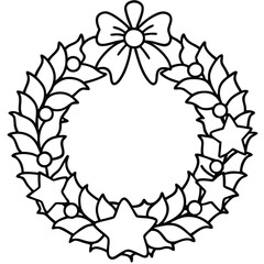 Christmas Wreath line art vector