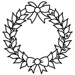 Christmas Wreath line art vector