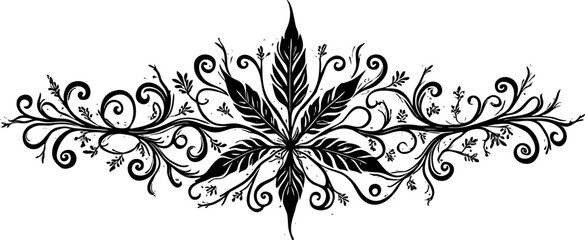 floral scroll design silhouette vector illustration
