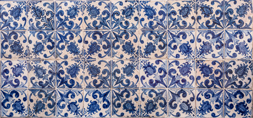 Traditional Portuguese tiles or azulejos. Perfect vintage background.