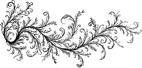 floral scroll design silhouette vector illustration
