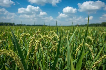 Obraz premium Newly harvested rice in the paddies