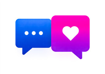 Bulles de discussion avec un coeur et des pointill&eacute;s