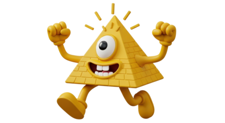 Isolated Cartoon Illuminati Pyramid Character