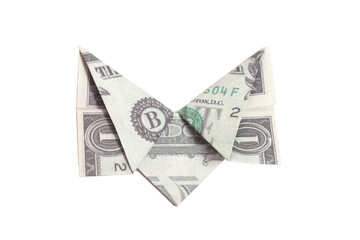 Money Origami Butterfly from a One Dollar Bill Note isolated