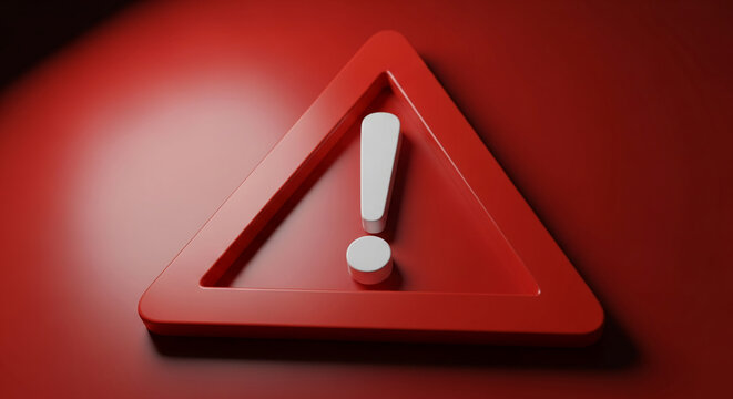 Red triangular warning sign with white exclamation mark, symbolizing alert, caution, or important notice, ideal for safety or attention-grabbing designs