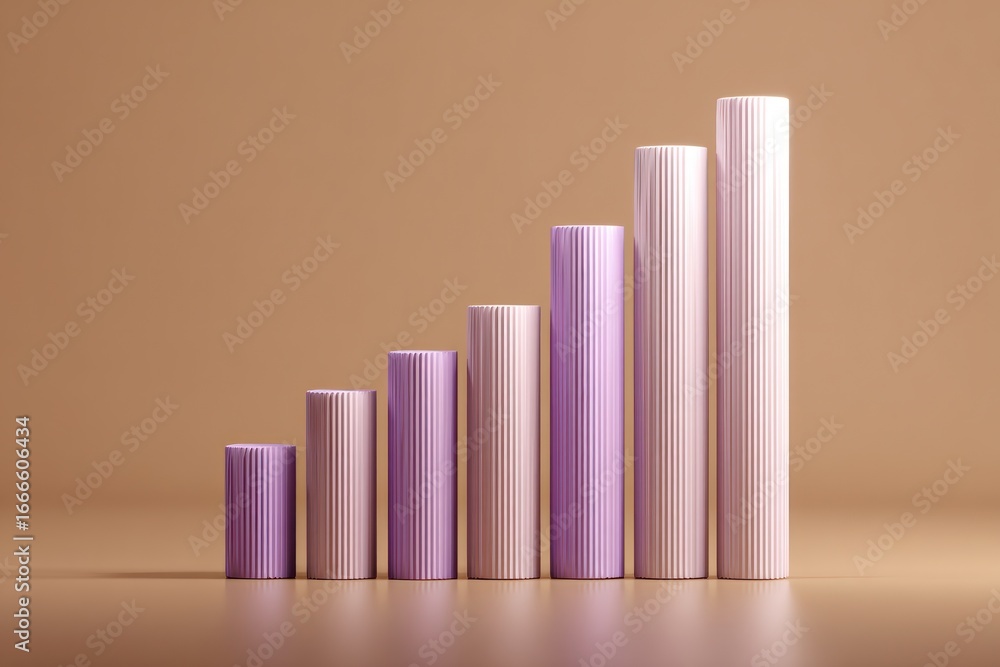 Aufkleber pastel columns rising in a bar graph formation symbolize growth and progress on a neutral background