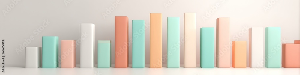 Poster pastel colored bar graph showing business growth and financial data analysis for presentations and r