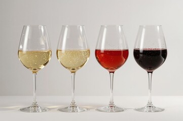 Naklejka premium Set of four sparkling wine glasses