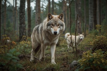 Obraz premium Wolf of the Eurasian region roaming freely
