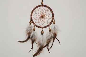 Handcrafted dream catcher adorned with feathers