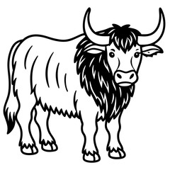 Wild Yak Outline Vector Design