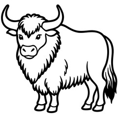 Wild Yak Outline Vector Design