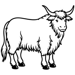 Wild Yak Outline Vector Design