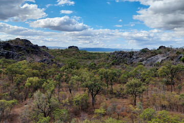 Vast australian outback landscape under cloudy sky