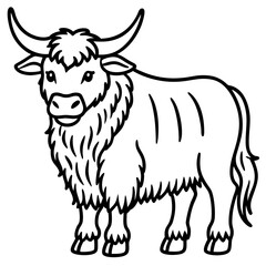 Wild Yak Outline Vector Design