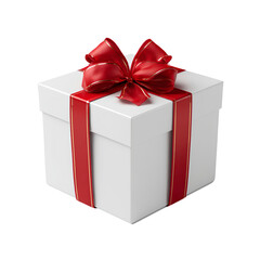 Fototapeta premium White gift box with red ribbon,