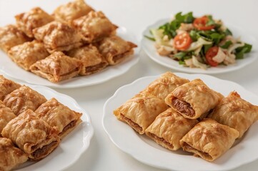 Plates filled with crispy filo dough