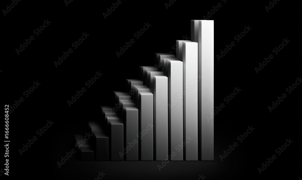 Poster ascending bar graph showing business growth and financial success on a dark background symbolizing p