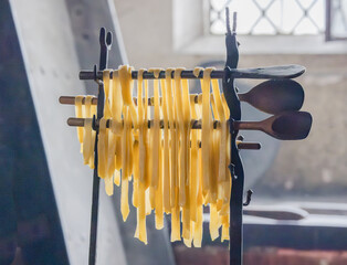 Old Fashioned Pasta drying on rack