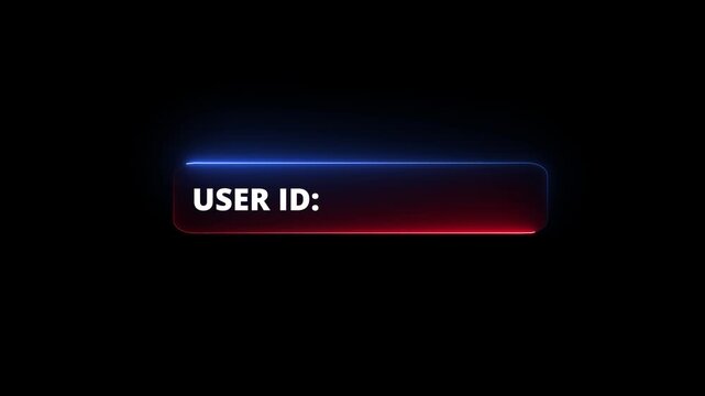 Neon User-id fields icon animation.Includes fields for account creation, user ID, password, identity verification concept