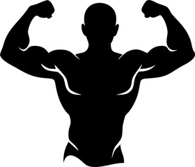 Fototapeta premium Strong bodybuilder flexing muscles in a bold silhouette