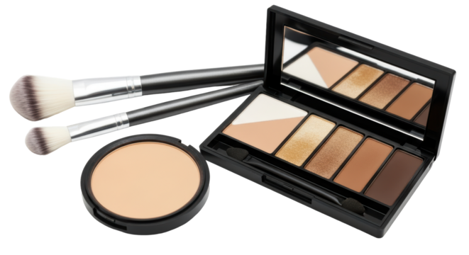 Isolated Makeup Palette with Brushes