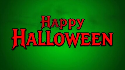 Happy Halloween Spooky Red Text on Green Background Animation.