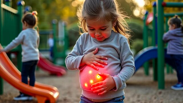 stomach cramps, pain relief, digestion issues. Child discomfort. Intestines tighten during acute discomfort. Dietary choices impact young digestion. Playground activities exacerbate abdominal pain.