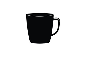 A black coffee mug on a plain white background silhouette