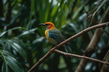 Tanager with a Bay-Colored Head in the Wild
