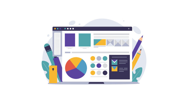 Modern flat design concept for data analytics and visualization online tools