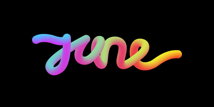 Gradient 3D June Text &ndash; Modern Typography Lettering