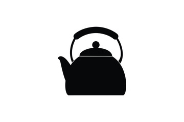 Obraz premium Black silhouette of a classic tea kettle on a white background