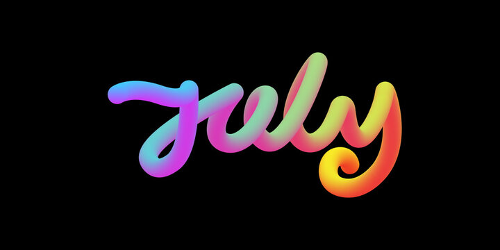 Vibrant 3D July Typography &ndash; Gradient Word Design