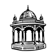 A vintage style illustration showing jinnah park