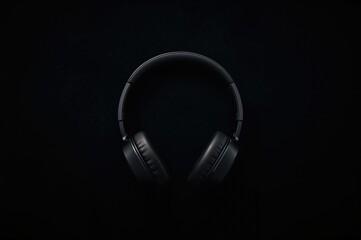 Dark background with black headphones