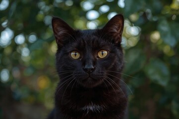 Dark feline staring directly into the lens