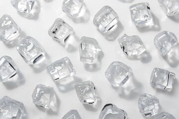 Close-up view of ice cubes on a plain backdrop