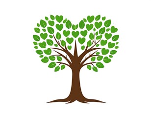 Heart-shaped tree with green leaves