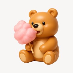 Fototapeta premium Cute bear with cotton candy