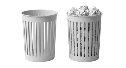 Isolated Empty and Full Trash Bins