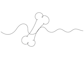 Bone icon line continuous drawing vector, Bone icon. Continuous one line drawing of dog bone icon. Single line outline of dog bones