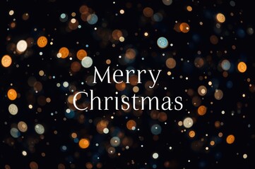 Festive holiday greeting with glowing bokeh and sparkling lights on a dark backdrop, featuring gifts for the new year.