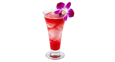 Isolated Red Cocktail with Orchid