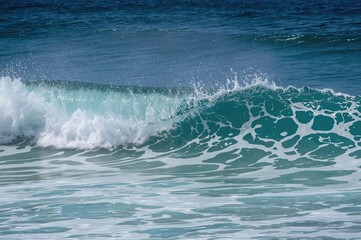 Obraz premium Crashing ocean wave on a tropical shore