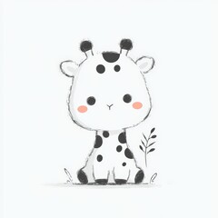 Fototapeta premium Cute cartoon giraffe with playful expression and simple design