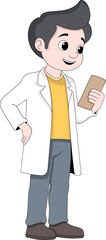 Cartoon Doctor Checking Medical Notes