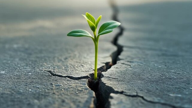 Seedlings in Cracked Concrete
