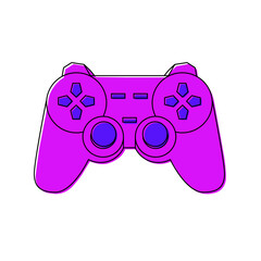 Cartoon Style Purple Gaming Console Handdrawn Isolated on White Background